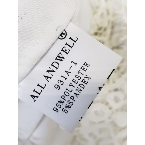 ALLAND WELL Shift Dress Women's L White Floral Round Neck Long Sleeve Back Zip - Picture 7 of 16